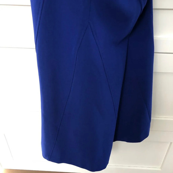 Theory Admiral Crepe Modern Seamed Fit & Flare Midi Dress Cobalt Blue Sz 10 - Picture 9 of 13